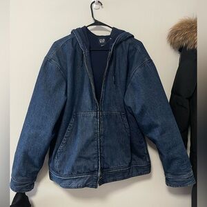 GAP Navy Hooded Denim Jacket